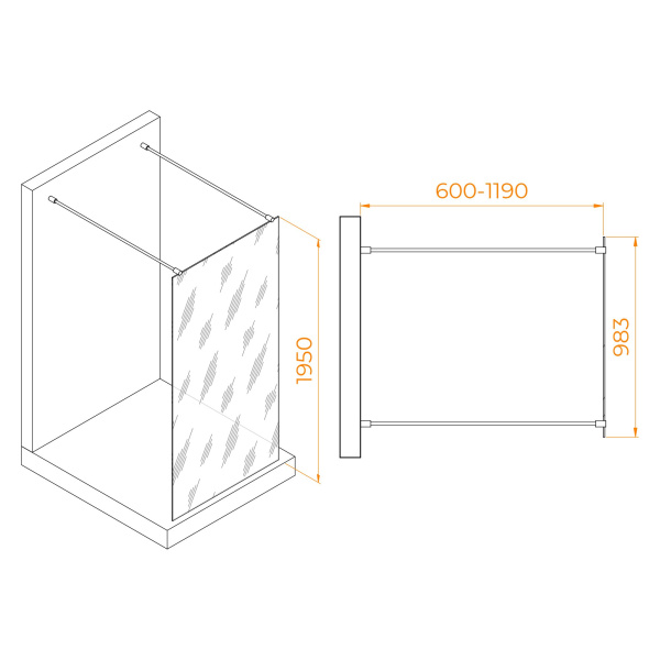 Душевая перегородка RGW WA-016W 1000