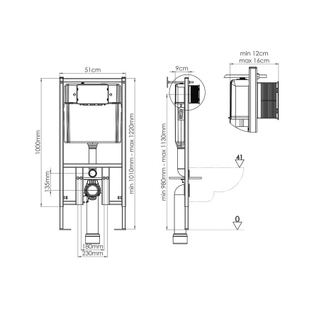 Инсталляция для подвесного унитаза Vincea VIS-450, 510*1000, цвет сине-белый