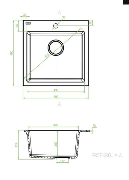 Мойка кухонная Laveo Alena SBA_610T квадратная белый