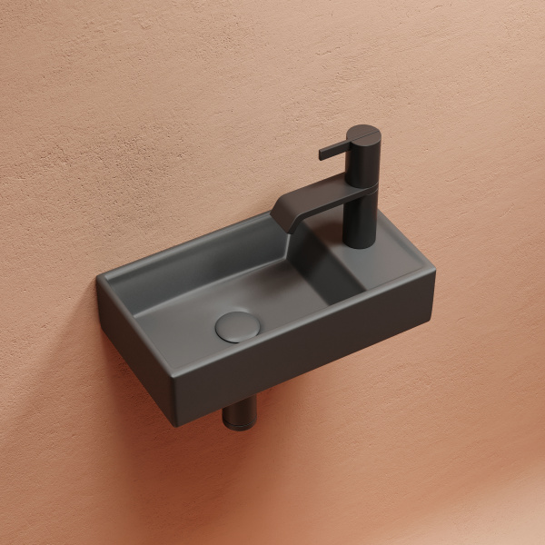 Умывальник Ceramicanova подвесной прямоугольный (чаша слева, отверстие под смеситель справа) цвет капучино матовый Element 407x217x100