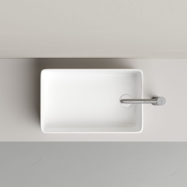 Раковина накладная Ceramicanova Элемент (Element) со смещенным сливом, 485x304x135 белый CN5050