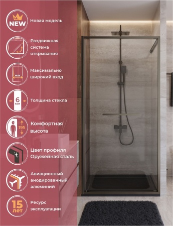 Душевая дверь CEZARES LUX-B-FS-1-90-C-GM