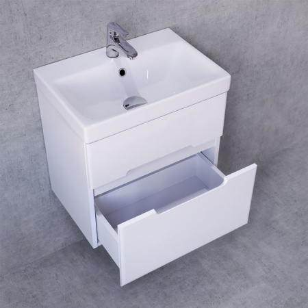 Тумба под раковину Jorno Moduo Slim 60 Mod.01.60/P/W белый глянец
