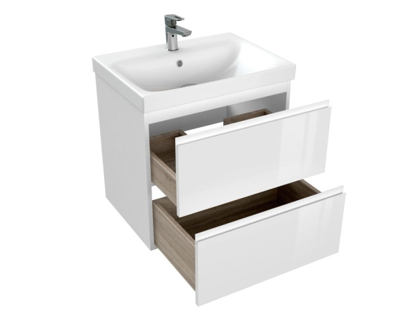 Тумба с умывальником подвесная Cersanit MODUO 60 с MODUO 60 белый, SB-SZ-MOD-MO60/Wh + S-UM-MOD60/1