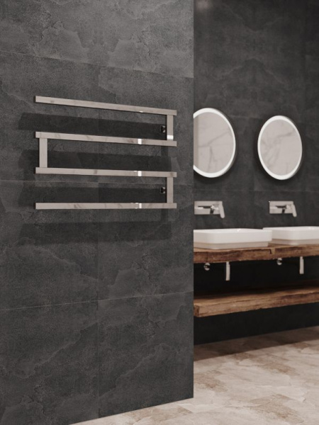 Полотенцесушитель водяной Stinox Optima 800x500, боковое подключение, хром, 1/2" ВР (внутренняя резьба), 4 перекладины