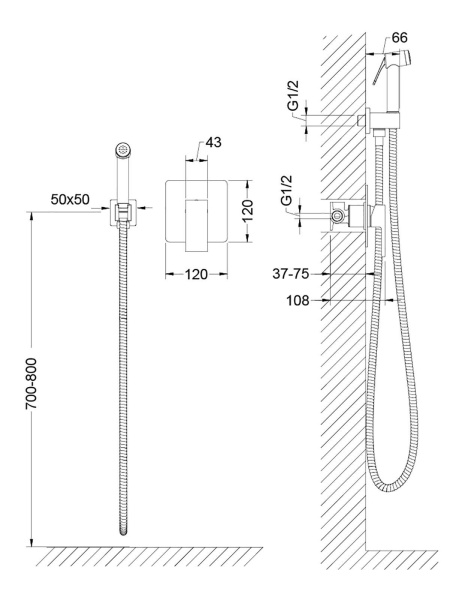 Смеситель встроенный с гигиеническим душем Timo Selene 2089/17SM золото матовое