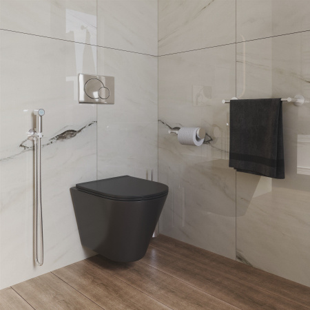 Унитаз Grossman GR-4477BMS (480х360х360) подвесной безободковый черный матовый с тонкой крышкой