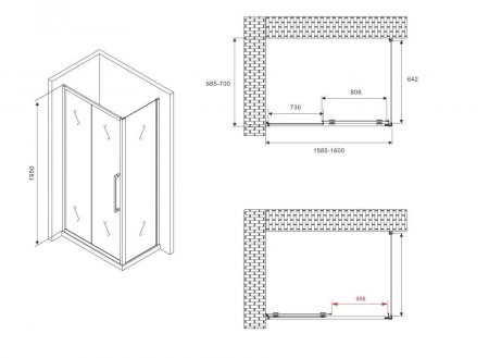 Душевой уголок ABBER Schwarzer Diamant AG30160H-S70