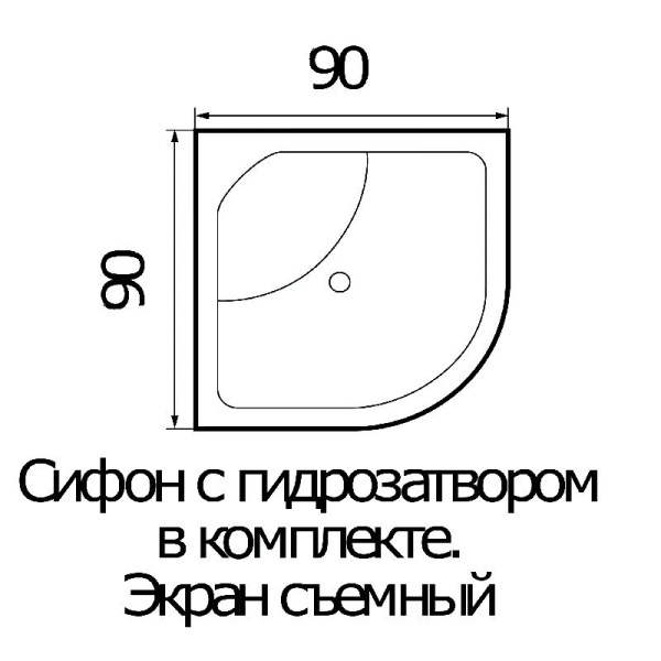 Поддон душевой Wemor 90/40 C полукруг 900x900x400 мм