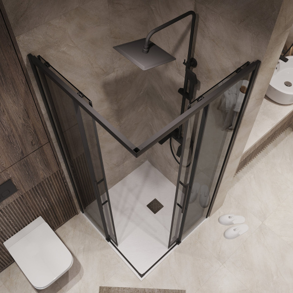 Душевое ограждение  Niagara Nova  NG-2828-34BLACK (80*80*195) квадрат, двери раздвижные