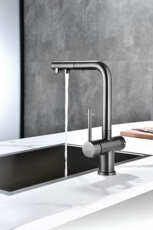Смеситель для кухни SERPENTINE, вороненая сталь, Se213222-GM, Paulmark