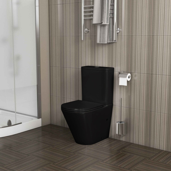 Унитаз Grossman GR-4450BMS (605х380х825) черный матовый напольный безободковый с тонкой крышкой