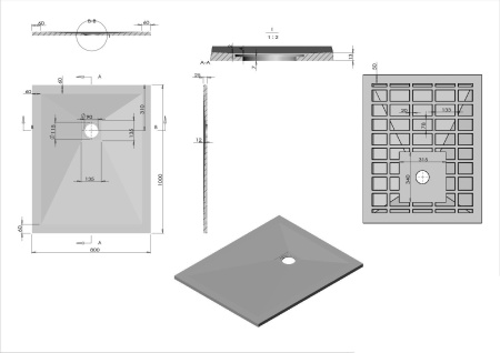 Поддон для душа из искусственного камня Vincea VST-4SR8010W, 1000*800*25, белый матовый