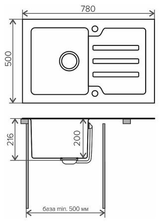 Кухонная мойка TOLERO Ceramic Glass TG-780 Чёрная