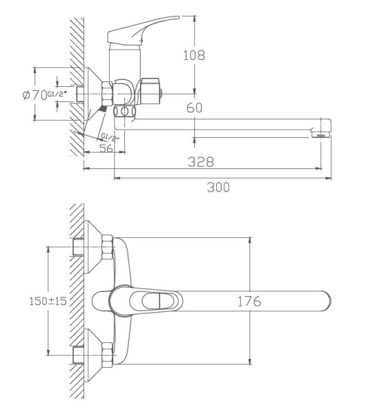 Смеситель для ванны Haiba HB2213
