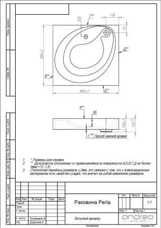 Раковина Andrea Perla 4650002680920