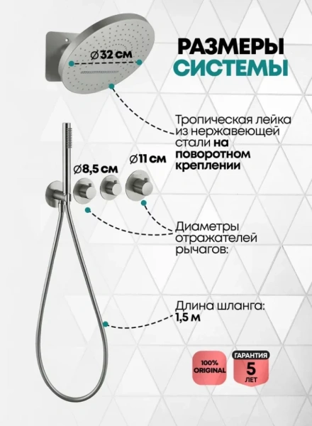 Душевая система скрытого монтажа Grocenberg GB5020 Никель с Термостатом