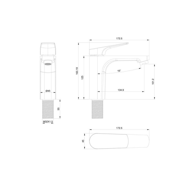 Смеситель для раковины WONZON & WOGHAND, Хром (WW-A40492-CR)