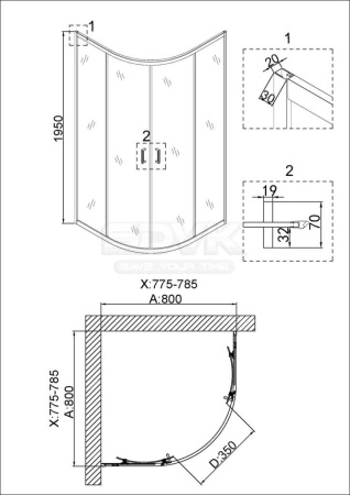 Душевое  ограждение Niagara Nova NG-6886-08 BLACK (80*80*195) полукруг, двери раздвижные