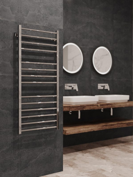 Полотенцесушитель водяной Stinox Classic Luxe 500x1200, нижнее подключение, хром, 1/2" ВР (внутренняя резьба), 14 перекладин