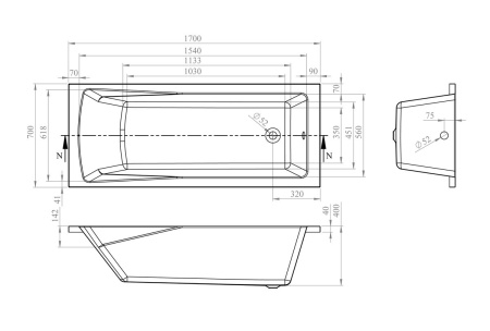 Акриловая ванна Lavinia Boho One 170x70 37010070