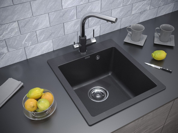 Мойка KANTE 45, IT-GRANIT, PM104651-DG, графит, 460х510 мм, Paulmark
