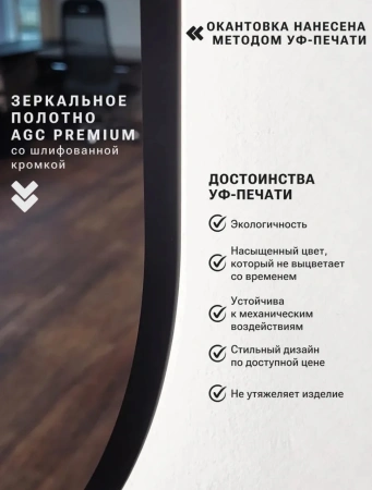 Зеркало EMZE Led с подсветкой и УФ-окантовкой 45x77 (черный)