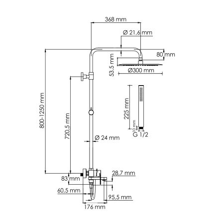 A174.160.217.CB Душевой комплект WasserKRAFT со смесителем