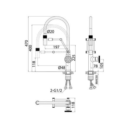 Смеситель для кухни IDDIS с гибким изливом Grange GRABLFLi05