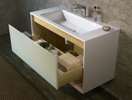 Тумба под раковину Jorno Glass 100 Gla.01.97/P/W белый глянец