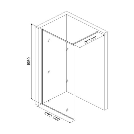 Душевая перегородка IDDIS Slide Walk In черный 110x195 см SLI8BS7i23