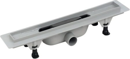 Пластиковый сливной канал PlastBrno Design 3 SZE3650 с сеткой из нержавеющей стали 3, для плитки, L=655 мм, сухой клапан
