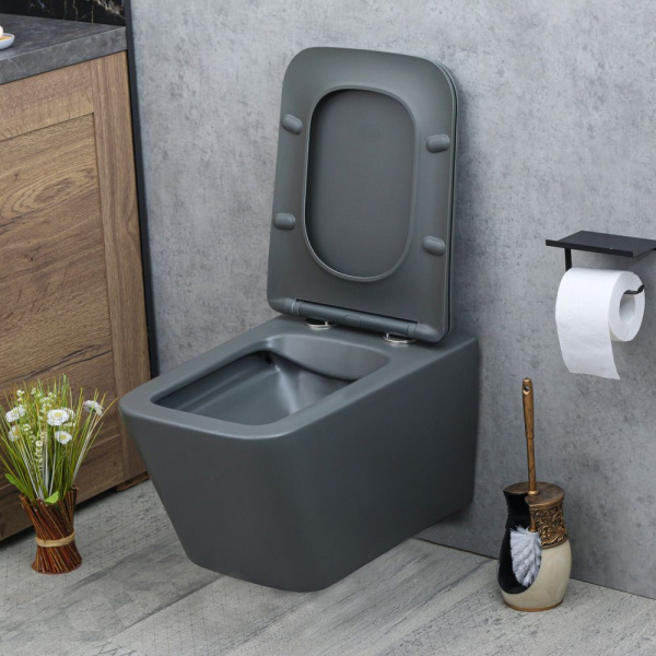 Унитаз подвесной безободковый MELANA MLN-310304MDG матовый темно серый