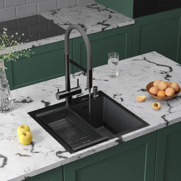 Кухонная мойка Roxen Snake 50 PVD графит (текстурное покрытие)