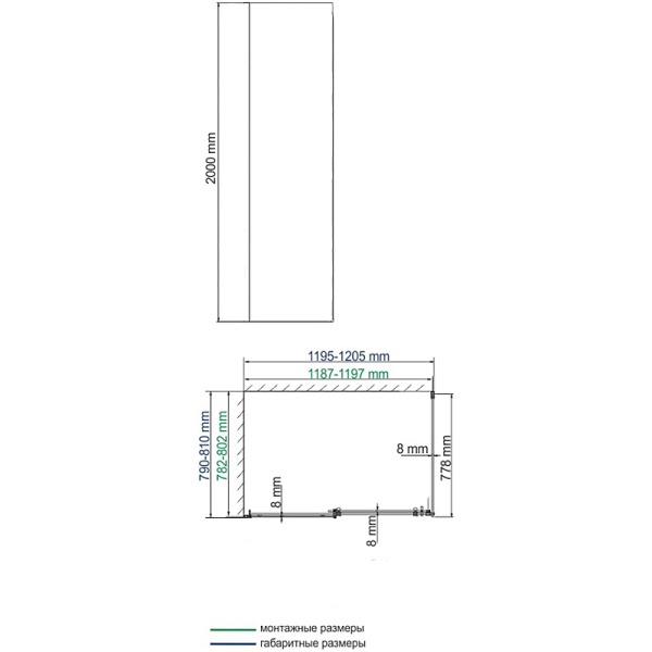 Душевая стенка WasserKRAFT Dinkel 58R06-RP80 / Alme 15R06-RP80 80 58R06-RP80/15R06-RP80