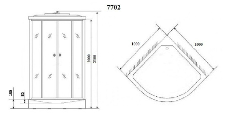 Душевая кабина Niagara Luxe NG-7702G 100x100х210, низкий поддон 15 см, стенки золото