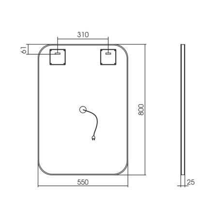 Зеркало Vincea LED VLM-2F550 550x800 c сенсорным выключателем и диммером