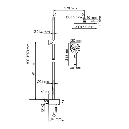 A113.069.127.CH Thermo Душевой комплект WasserKRAFT с термостатическим смесителем