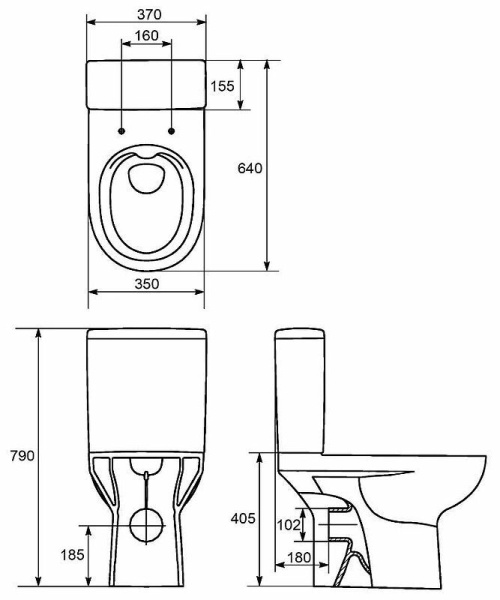 Унитаз-компакт Cersanit STREET FUSION Clean On 011 3/5 DPL EO slim, S-KO-SFU011-3/5-COn-S-DL-w