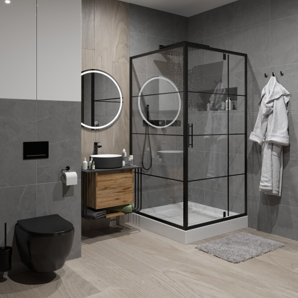 Душевое ограждение Niagara Nova NG-0200-08 BLACK 1000х1000х1900 квадрат, дверь распашная