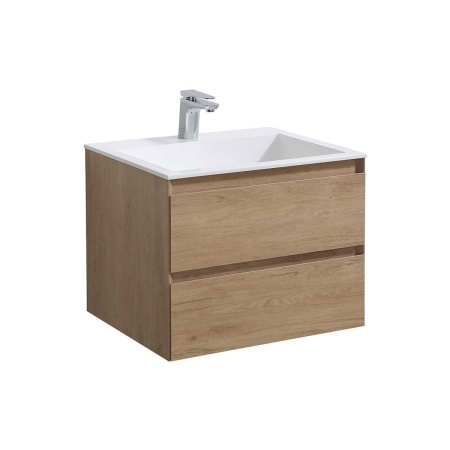 Тумба под раковину Vincea Luka 600 подвесная, 2 выкатных ящика soft-close, N.Oak