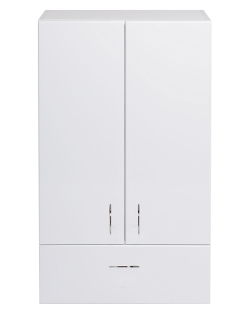 Orange СМАЙЛ SM-60SR1 шкаф для ванной, белый
Корпус: ЛДСП. Фасад: МДФ, пленка.
Полочка ЛДСП - 1 шт. Дверцы с механизмом доводчика.
Ящик с направляющими полного выдвижения.
Цвет: белый глянец. Фурнитура в цвете хром.
Габариты (ШхВхГл): 60х96х32 см
