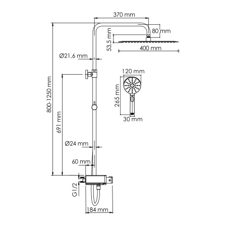A113.119.127.CH Thermo Душевой комплект WasserKRAFT с термостатическим смесителем