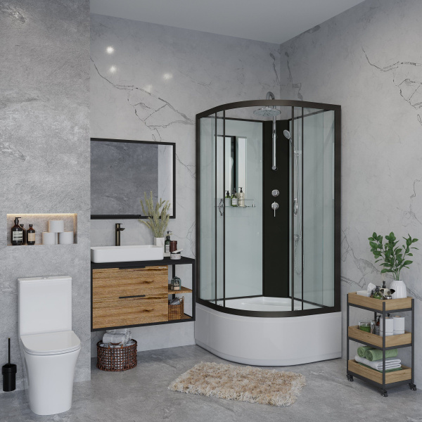 Душевая кабина Niagara Classic NG-6707-14BKT 80х80х210-240, высокий поддон 40 см, стекло прозрачное, черные профиля