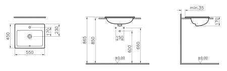 Раковина VitrA S20 5465B003-0001 55 см