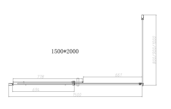 Душевой уголок Vincea Dice VSR-4D1015CLB, 1500*1000, черный, стекло прозрачное