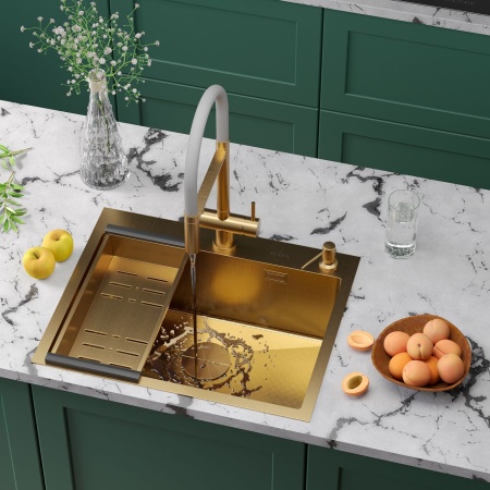 Кухонная мойка RoxenBath Simple 60 PVD (зернистое золото)