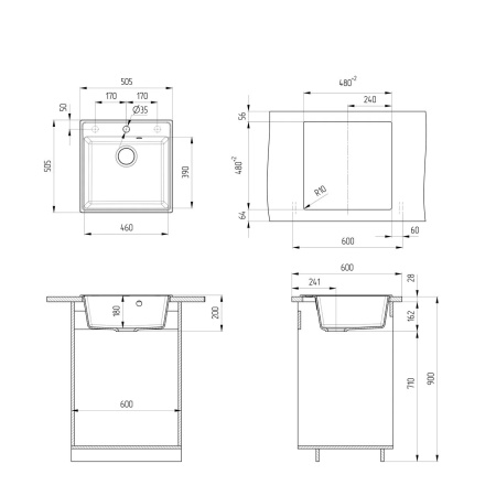 Кухонная мойка Ulgran Quartz Forte 505-10, песок