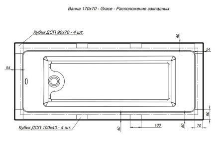 Акриловая ванна Aquanet Grace 170x70 (с каркасом)