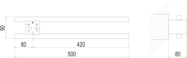 Полотенцесушитель электрический TERMINUS Полка Электро П2 ПРОФ 500х90